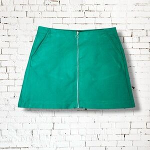SOLD ZARA Green A-Line Front Zip Mini-Skirt
